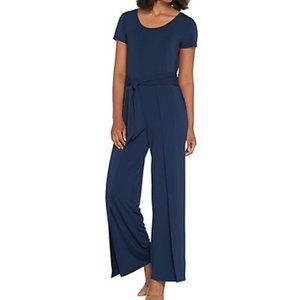 H Halston Jet Set Jersey Tie Front Jumpsuit Black